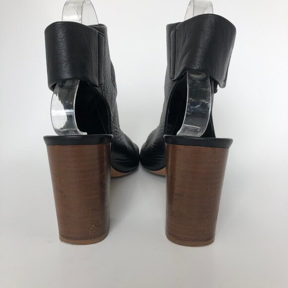 VINCE "Faye" Black Leather Open Toe Booties 7.5M - Picture 5 of 8